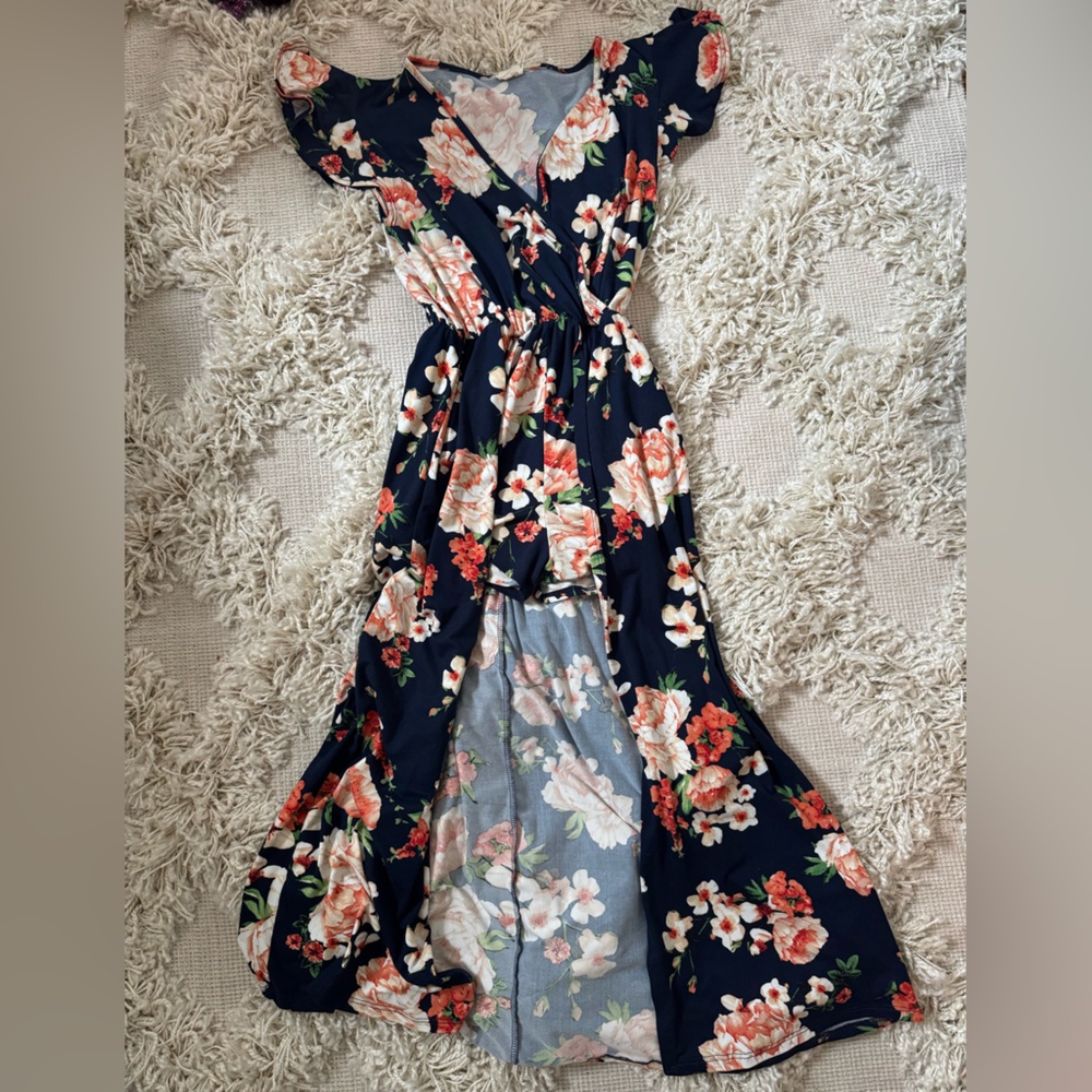 Navy Floral Maxi Dress/Romper